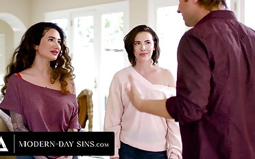 MODERN-DAY SINS - Massive Natural Tits Lesbian Arabelle Raphael Sneaks Out To Satisfy Cock Cravings!